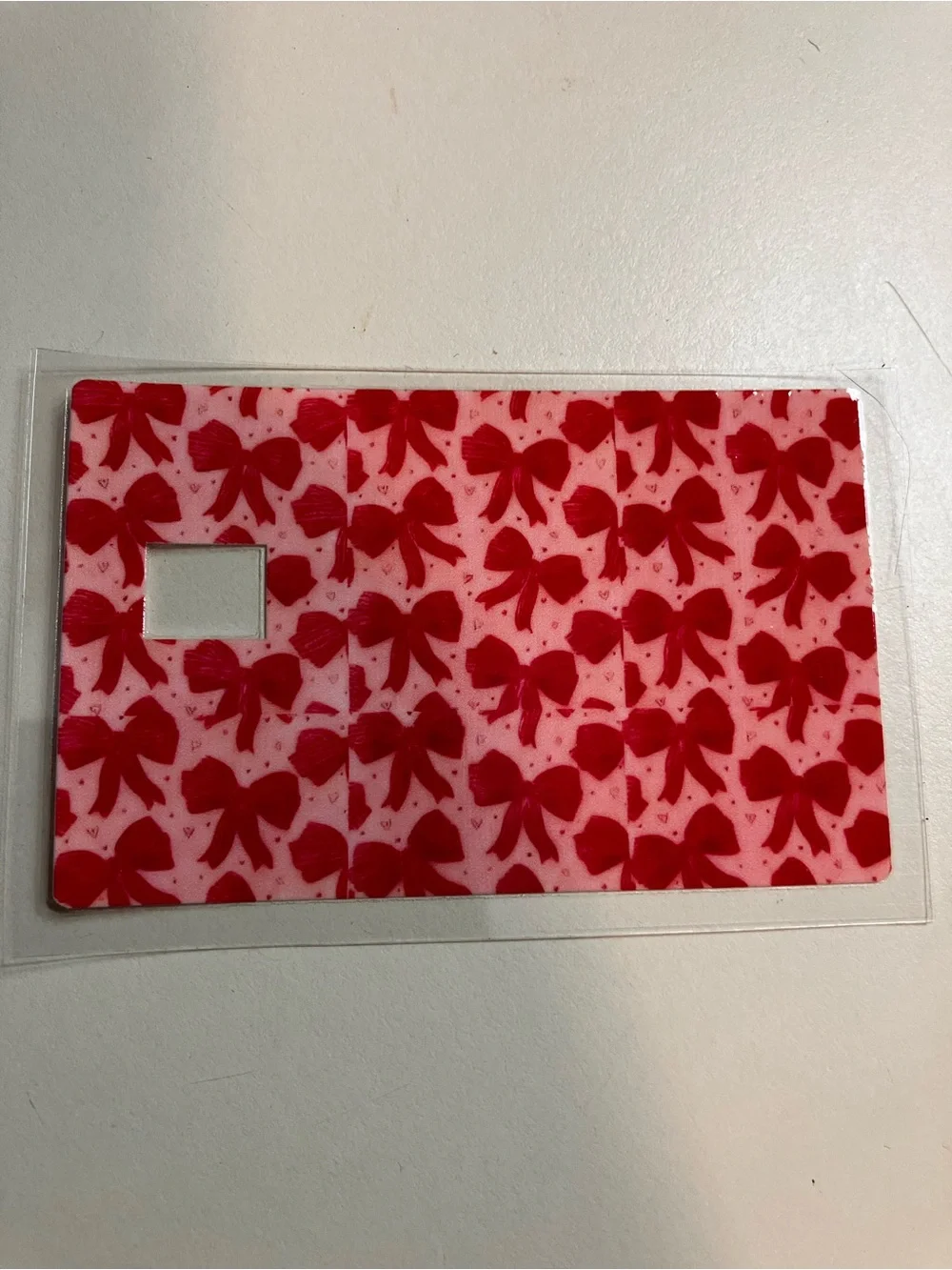 Card wrap-Pink with Red Bow Pattern-Fashion